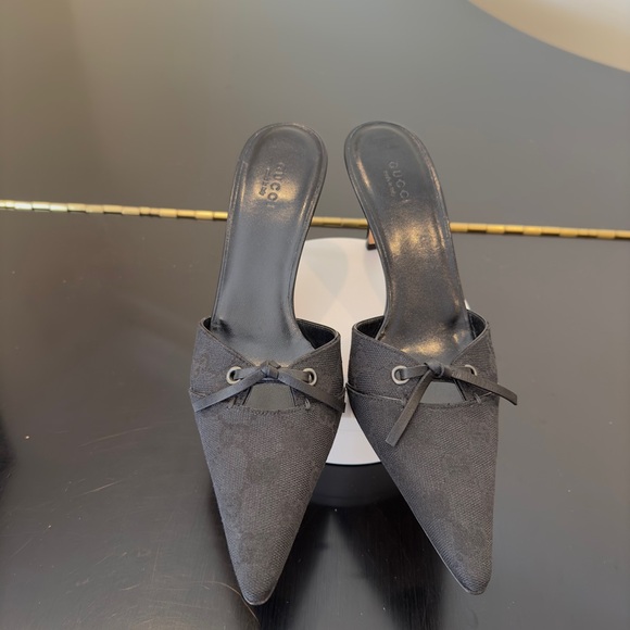 Authentic Vintage Retro Rare Luxury Gucci Black GG Canvas Mule Pumps/Shoes - Picture 5 of 17